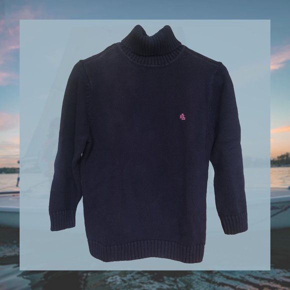 Lauren Ralph Lauren Navy Turtleneck Sweater - Picture 2 of 5